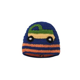 CHUTPUT Kids Blue & Orange Self Design Woolen Beanie-16
