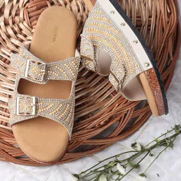 Anouk Women Embellished Ethnic Open Toe Flats-19