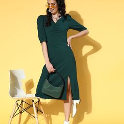 plusS Women Gorgeous Green Solid Volume Play Dress-picture-51