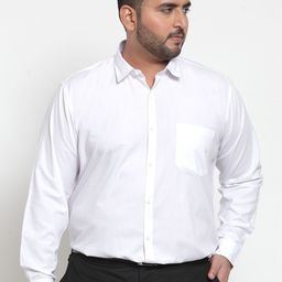 plusS Men White Comfort Regular Fit Solid Formal Shirt-image-39