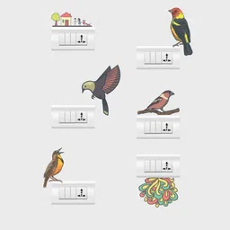 rawpockets Multi Coloured Birds Art Combo Wall Stickers-4