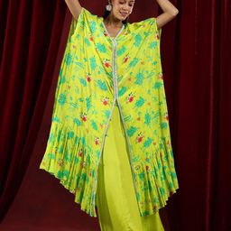 Libas Art Round Neck Sleeveless Top With Palazzos & Shrug  Co-Ords-image-21