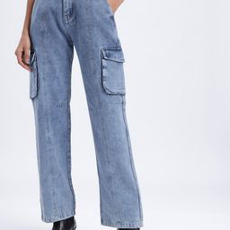 glitchez Women Straight Fit Cargo Jeans-picture-34