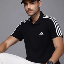 ADIDAS 3-Striped Polo Monochrome T-shirt-image-6