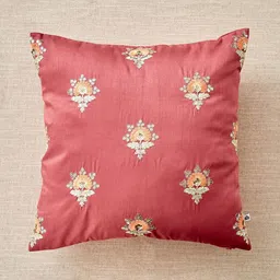 Home Centre Velour Pink & Gold-Toned Floral Embroidered Square Cushion Covers-image-82