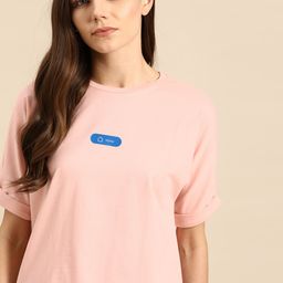 ether Women Peach-Coloured Printed Round Neck T-shirt-image-16
