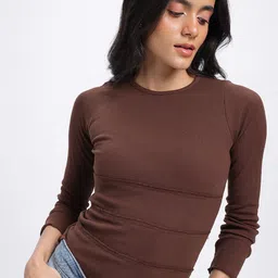 glitchez Panel Flex Ribbed Fitted Top-image-64