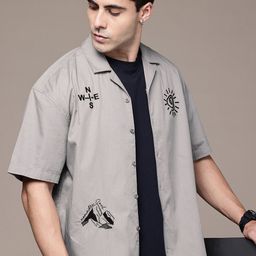The Roadster Life Co. Relaxed Fit Graphic Embroidered Detail Pure Cotton Casual Shirt-picture-16