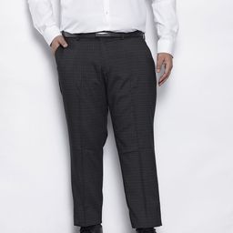 Hardsoda by The Indian Garage Co Men Plus Size Checked Formal Trousers-picture-3