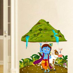 rawpockets Krishna Lifting Hill Wall Stickers-image-95
