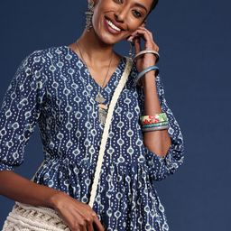 Taavi Printed A-Line Cotton Dress-picture-57