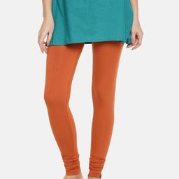 TWIN BIRDS Women Rust Solid Churidar-Length Leggings-23