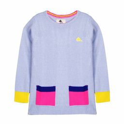 Cherry Crumble Girls Blue Colourblocked Pullover Sweater-image-45