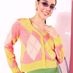 DressBerry Argyle Cardigan-image-16