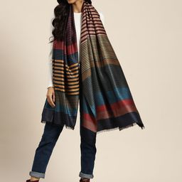 Sangria Women Navy & Black Striped Shawl-picture-30