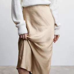 MANGO Satin Finish Midi Flared Skirt-picture-48
