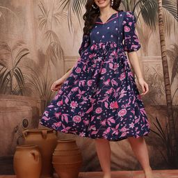 Sangria Floral Printed A-Line Ethnic Dress-picture-34