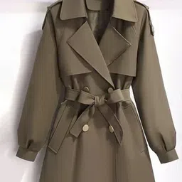 Alamode By Akanksha Women Olive Janice Luxe ShortTrenchcoat-image-57