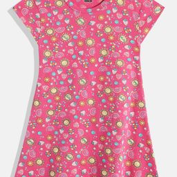 Eteenz Girls Conversational Printed Cap Sleeves Pure Cotton A-Line Dress-picture-51