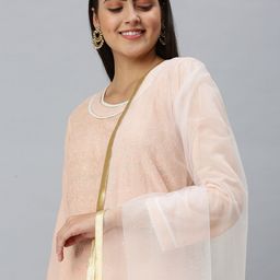 flaher Women White Gotta Patti Net Dupatta-40