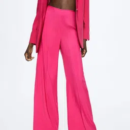 MANGO Women Fuchsia Pleated Sustainable Trousers-image-13
