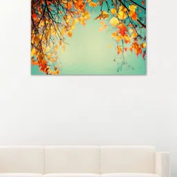 999Store Blue, Yellow & Brown Leaves Wall Art-image-1