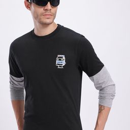 glitchez Colourblocked Long Sleeves Pure Cotton Regular Fit T-shirt-image-33