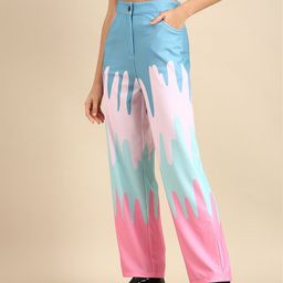 Athena Women Blue Colourblocked Printed Trousers-image-53