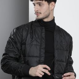 Tommy Hilfiger Solid Mandarin Collar Bomber Jacket-image-26