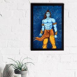 eCraftIndia Blue & Orange Lord Ram Satin Matt Textured UV Wall Painting-image-49