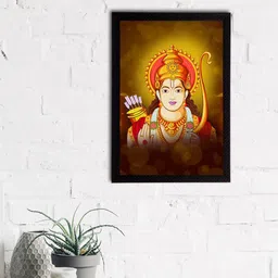eCraftIndia Yellow & Red Lord Ram Satin Matt Texture UV Wall Art-image-74