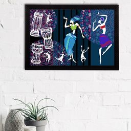 eCraftIndia Blue & White Tribal Theme Satin Matt Textured UV Wall Painting-image-97