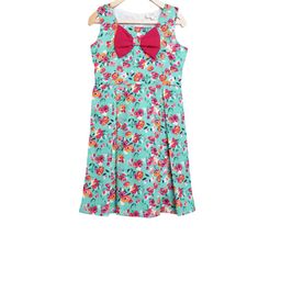 Sera Girls Sea Green Printed Fit and Flare Dress-image-17