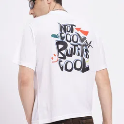 glitchez Typographic Grunge Drop-Shoulder Sleeves Relaxed Fit T-shirt-image-16