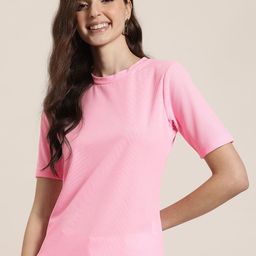 HERE&NOW Round Neck Ribbed T-shirt-image-27