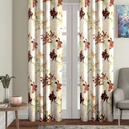 Home Sizzler Off-White & Brown Set of 2 Long Door Curtains-image-91