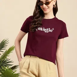 Mast & Harbour Typography Printed Bio Finish T-shirt-picture-48
