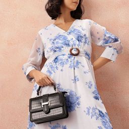 all about you Floral Print A-Line Midi Dress with Belt-image-79
