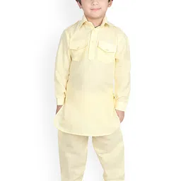 SG YUVRAJ Boys Yellow Solid Pathani Kurta with Pyjamas-picture-13