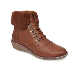 VALIOSAA Women Tan Solid Heeled Boots-image-97