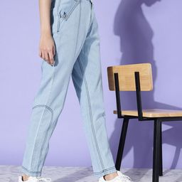 The Roadster Life Co. Women Blue Upgraded Denim Relaxed Boyfriend Fit High-Rise Jeans-image-13