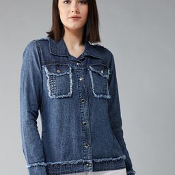 DOLCE CRUDO Women Blue Solid Denim Jacket-image-28