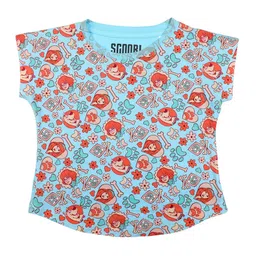 Scooby-Doo Blue & Coral Extended Sleeves Regular Top-image-22