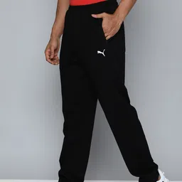 Puma Men Black Solid Mid Rise Zippered Knitted Regular Fit Track Pants-image-79