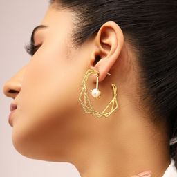 Priyaasi Gold-Plated Geometric Half Hoop Earrings-picture-33