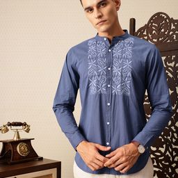 House of Pataudi Floral Embroidered Pure Cotton Jashn Casual Shirt-image-33