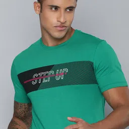 HRX by Hrithik Roshan Men Teal Printed Pure Cotton T-shirt-image-71