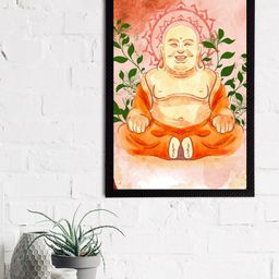 eCraftIndia Orange & Pink Meditating Lord Buddha Satin Matt Texture UV Wall Painting-image-93