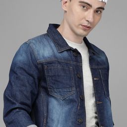 Voi Jeans Men Blue Pure Cotton Solid Denim Jacket-28