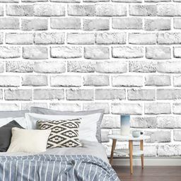 Jaamso Royals White Printed Stone Brick Wallpaper-image-80